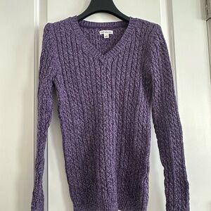 Croft & Barrow Purple V-Neck Cable Knit Sweater